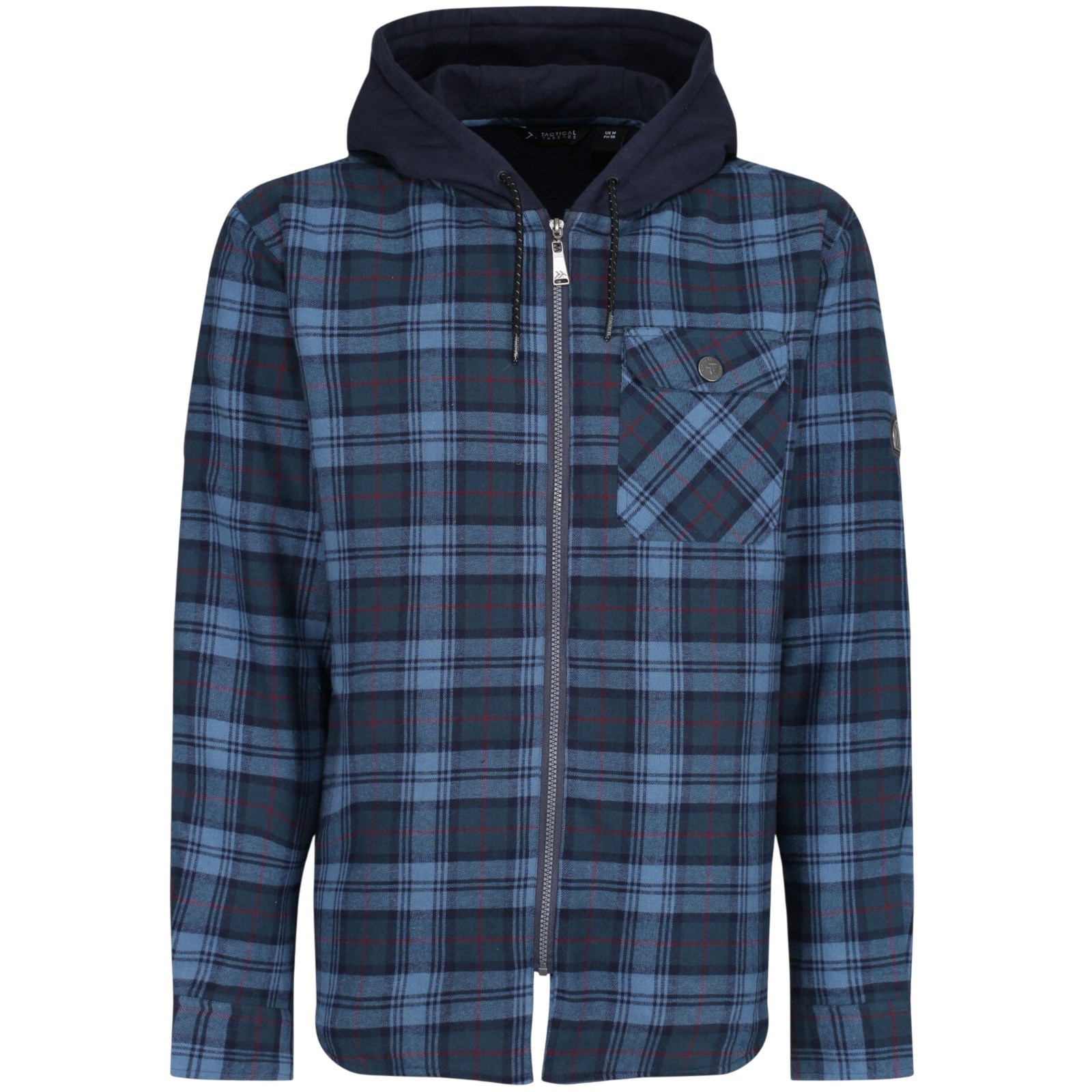 Regatta Mens Seige Fleece Lined Hooded Check Shirt Warm Flannel Overshirt Zipper