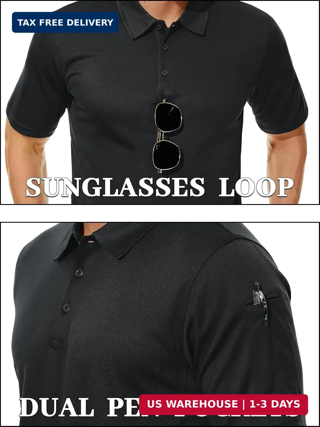 TACVASEN Mens Polo Shirts Short Sleeve Quick Dry Collared Shirt Performance Piqu