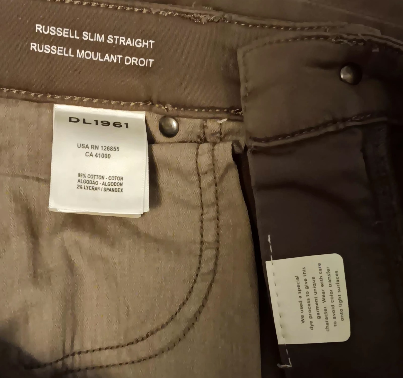 DL 1961 Men’s NWT Russell Slim Straight Pants Ultimate Knit Size 33X34