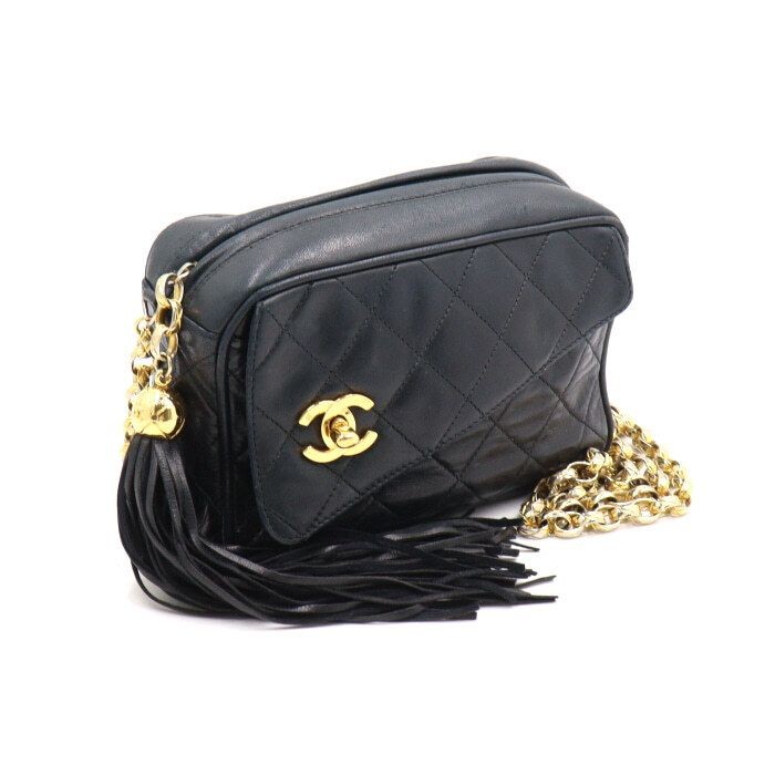 CHANEL Vintage Black Lamb Bijoux Diamond Quilting Gold Chain Crossbody 152889313