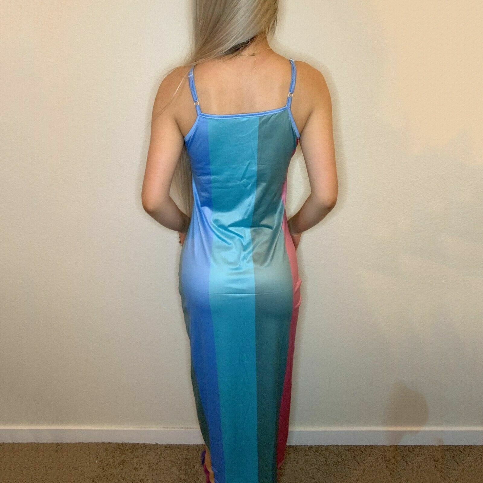 ON SALE!! Summer Rainbow Maxi Dress Ladies Boho Holiday Beach Party Sundress
