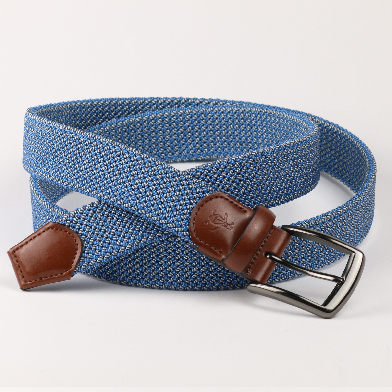 Original Penguin Woven Twist Blue/Gray Genuine Leather Trim XL