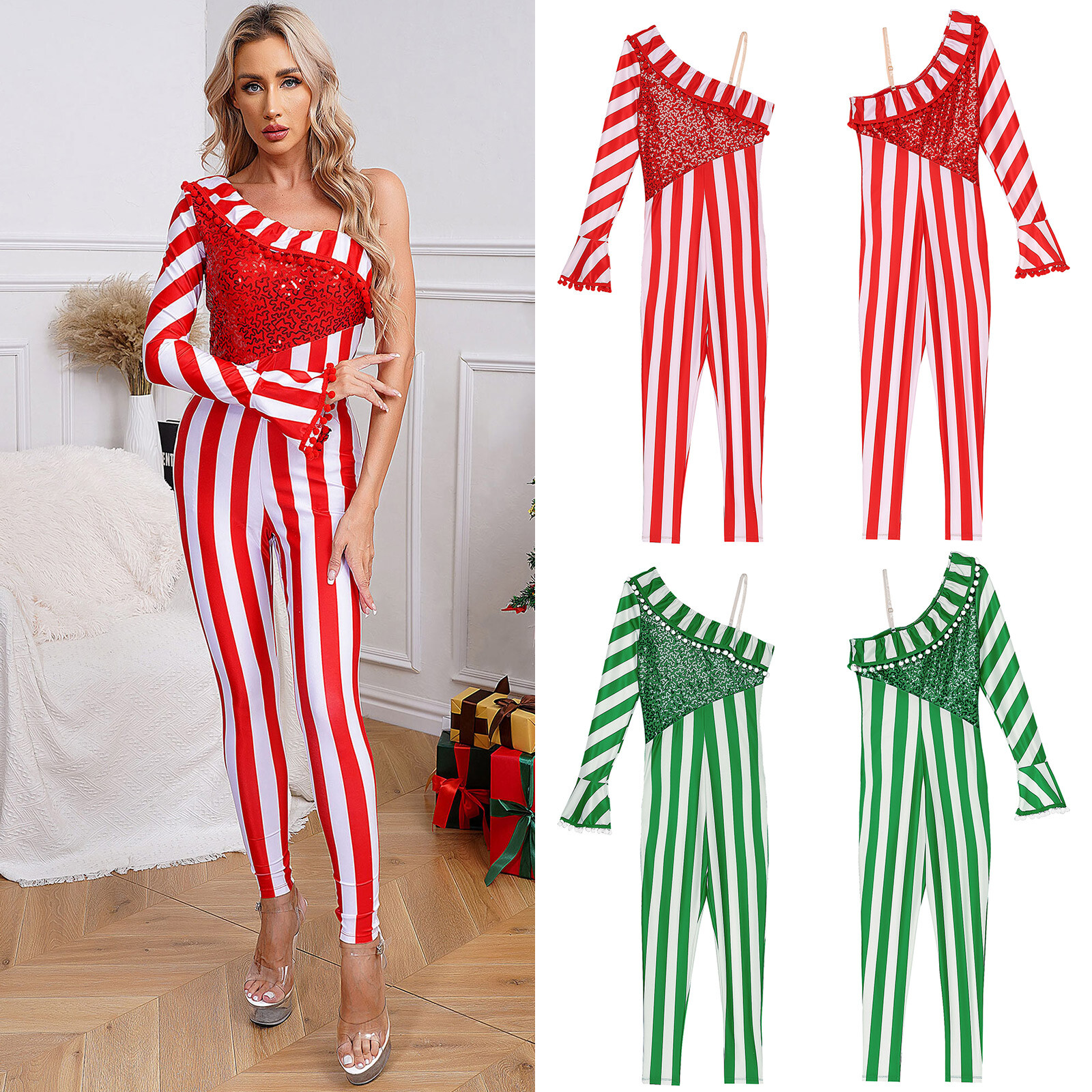 Womens Cosutme Cane Leotard Bodycon Jumpsuit Magician Fancy Dress Halloween