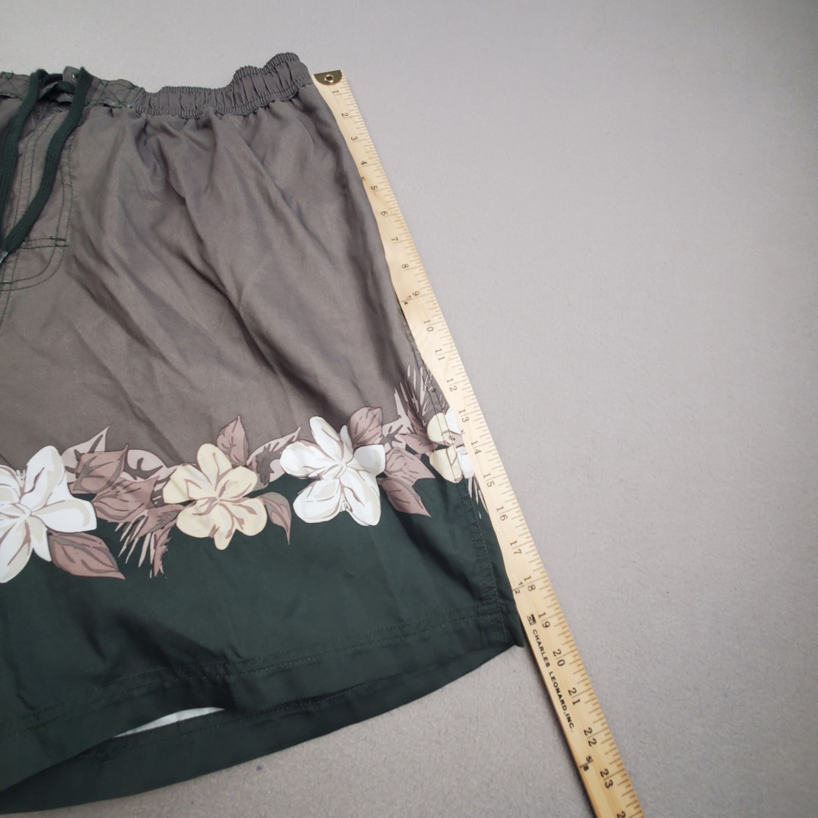 Sand N Sun Swim Trunks Mens (36-38)Green Tropical Floral Mesh Lining Shorts