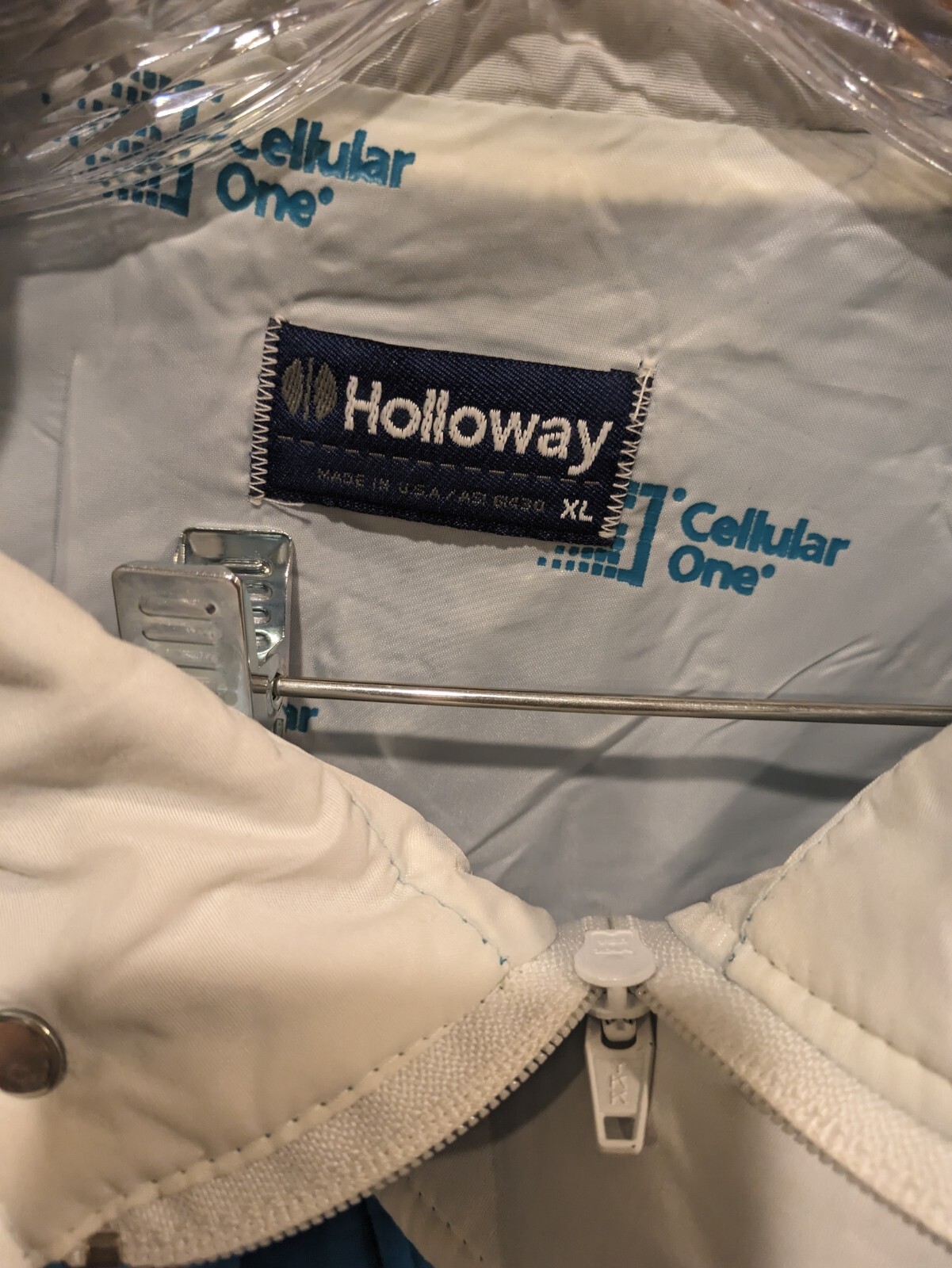 Vintage 1990’s Teal Zip Up Windbreaker Jacket Made in USA Size: XL Cellular One