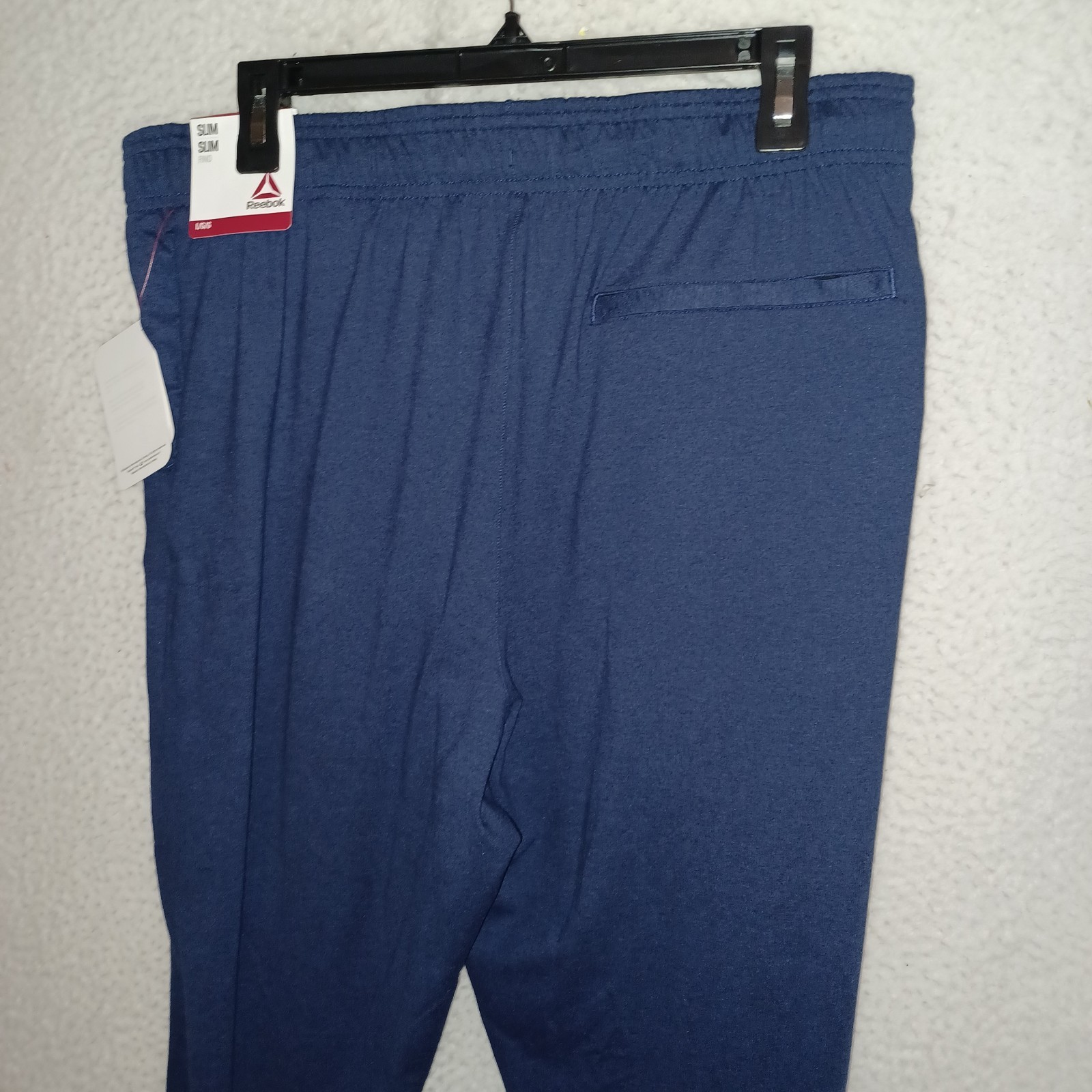 Reebok Men’s L Legacy Slim Jogger Pants Ribbed Cuff Medieval Blue Heather (HC)