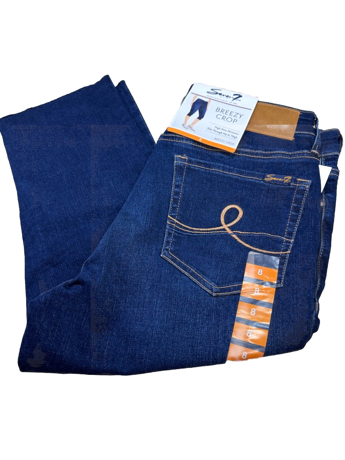 Seven7 High Rise Breezy Crop Pant Skimmer Slim Fit Size 8 Raw Hem Sherbrooke NEW