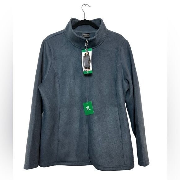 32 DEGREES Womens Fleece Blue Gray Tech Cozy Zip Jacket Blue Size XL