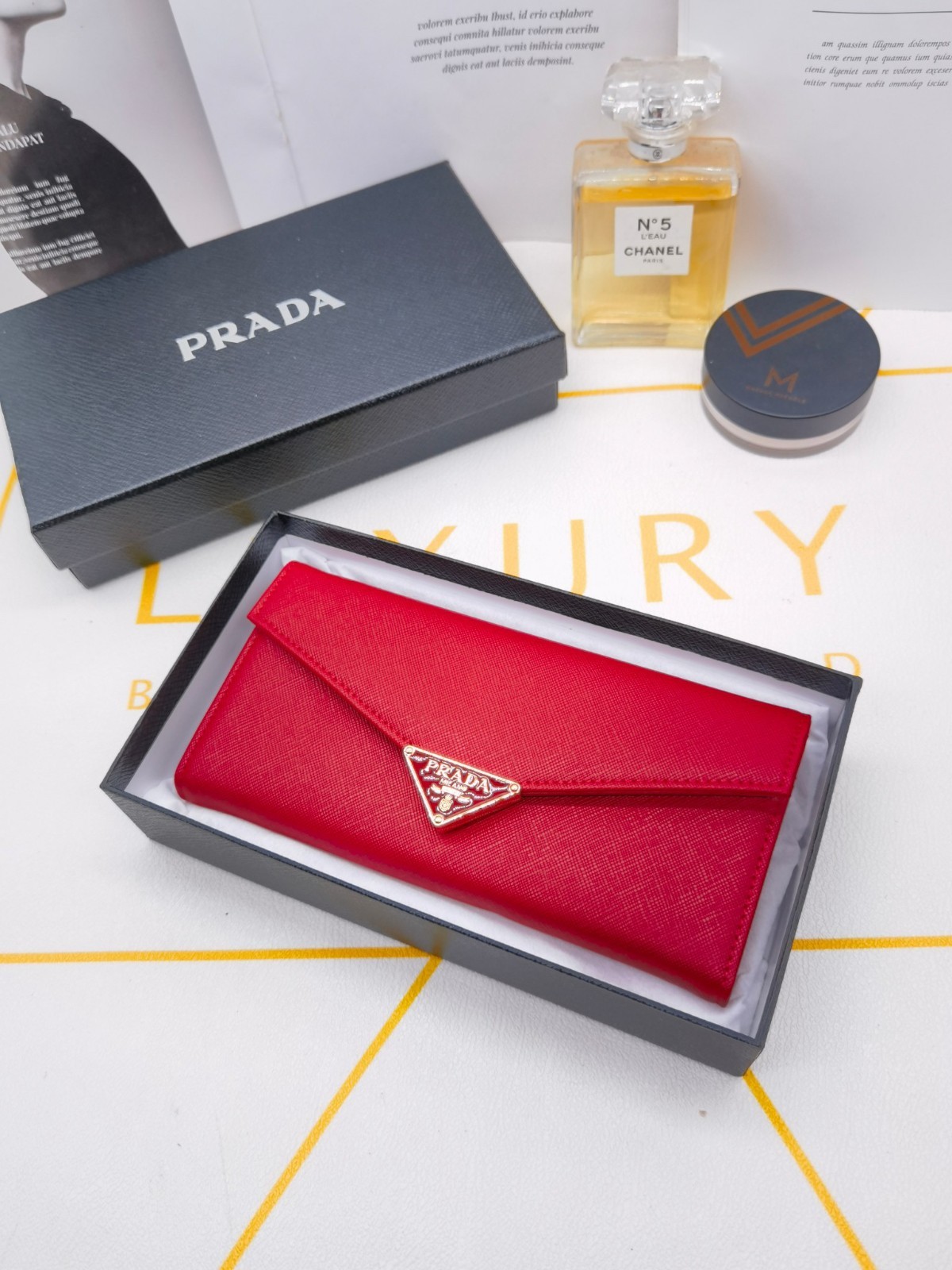 Prada Classic Saffiano Leather Envelope Long Wallet