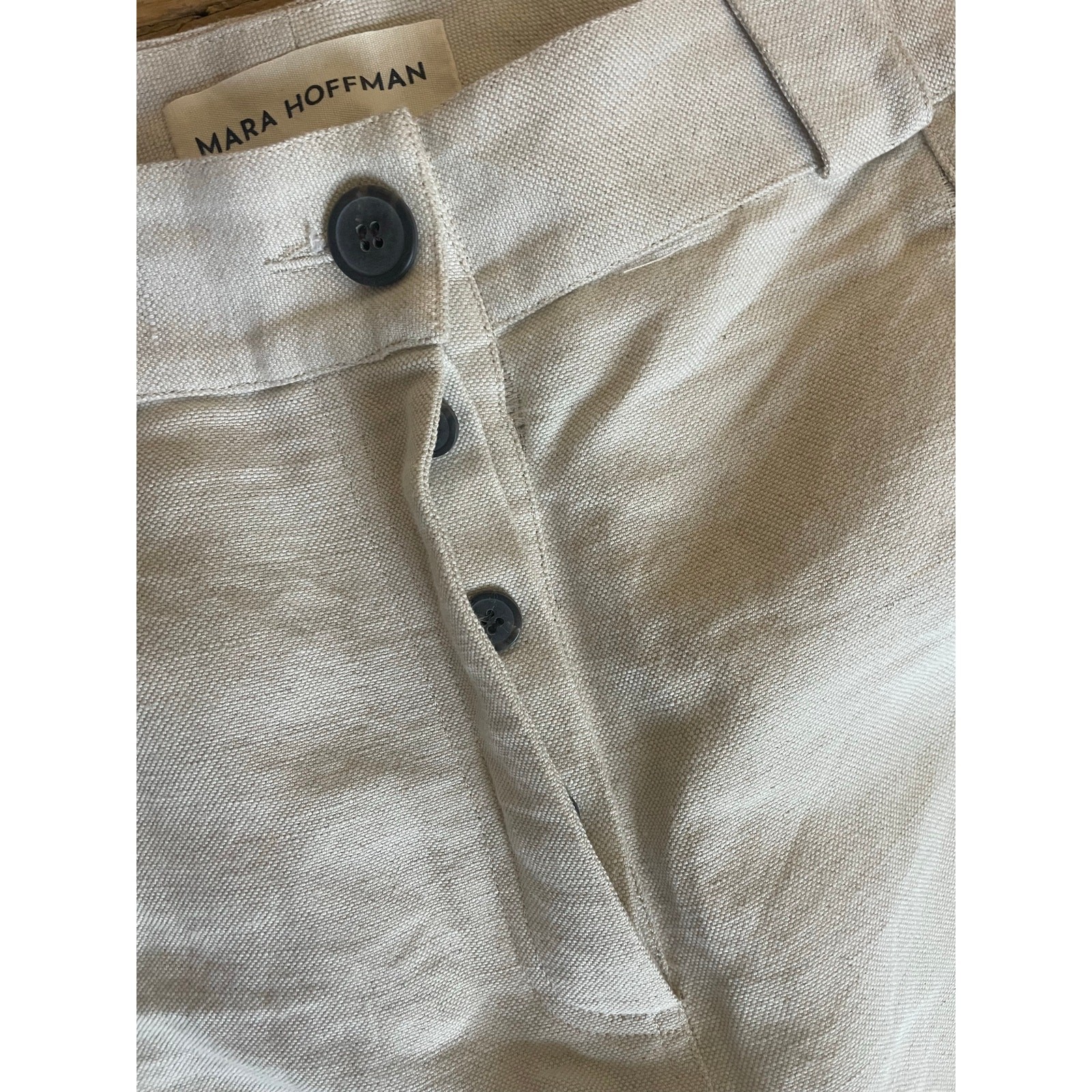 Mara Hoffman Jade High Waisted Pant in Off White Cotton/ Linen Blend Size 18