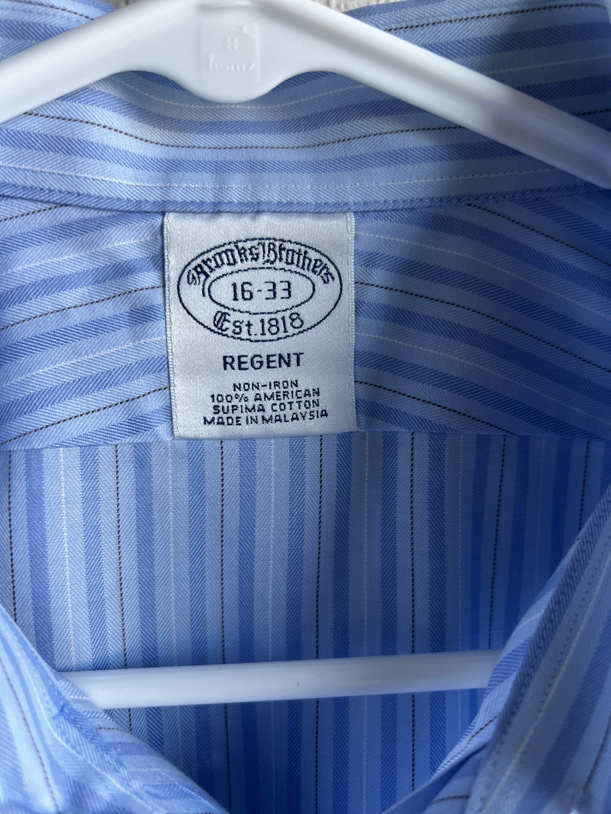 Brooks Brothers Dress Shirt Mens 16-33 Regent Fit Supima Long Sleeve