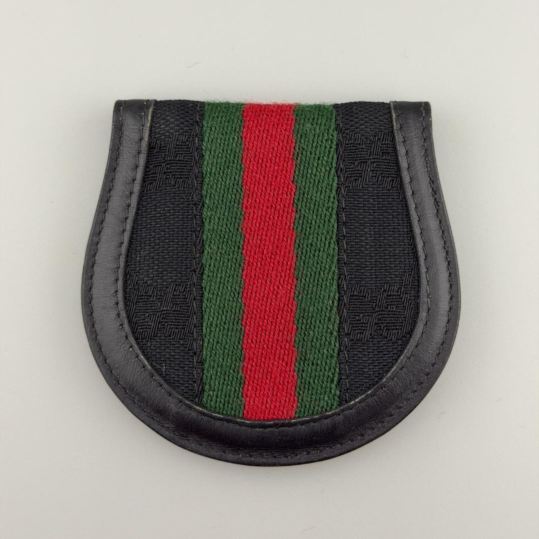 GUCCI GG Canvas Coin Case Small Change Purse Shelley Line Black