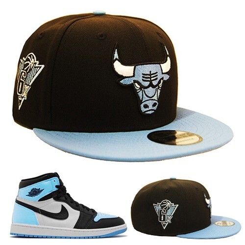 New Era Chicago Bulls Snapback Hat Match Air Jordan 1 UNC Toe University Blue