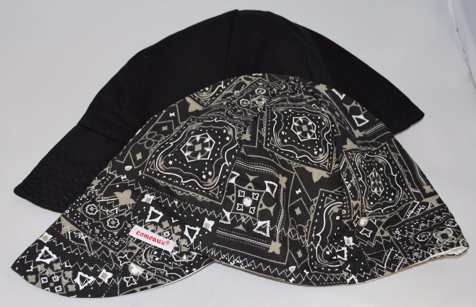 NWT 2 Comeaux Caps Welding Welders Hats Reversible 1 Black Bandana 1 Solid Black