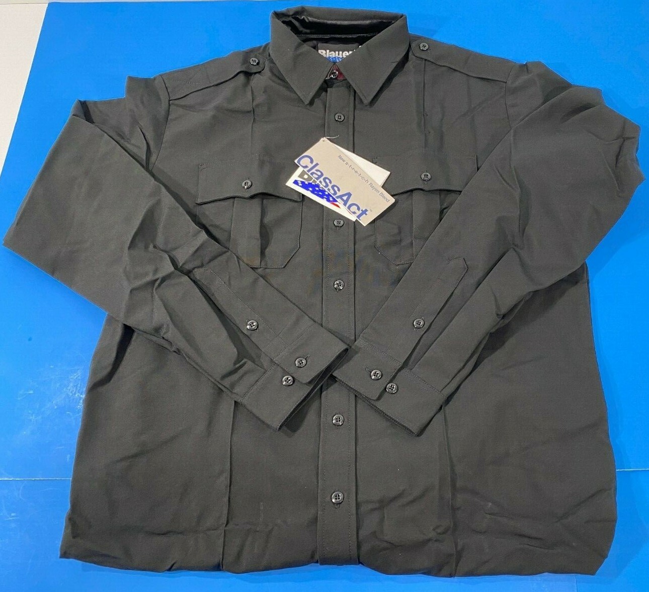 NEW BLAUER MENS CLASSACT LONG SLEEVE RAYON SHIRT 8900 BLACK 17.5 x 33″
