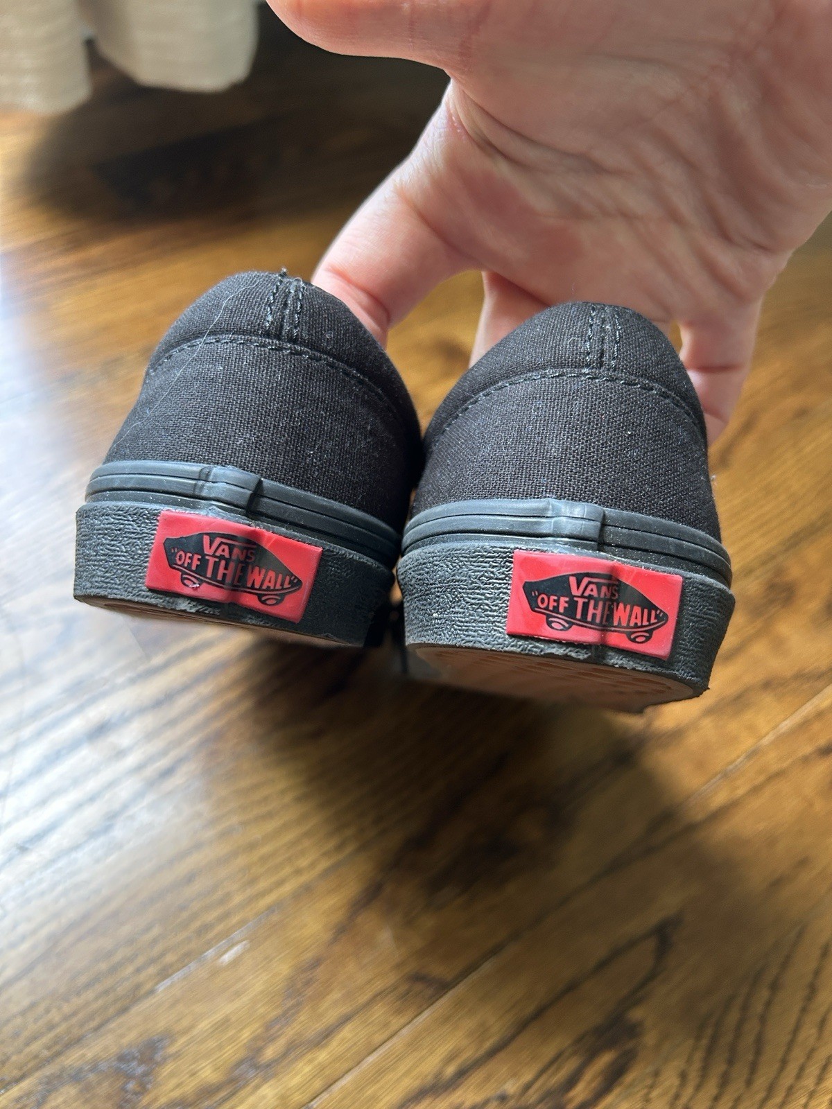 Vans Kids Asher Low Top Black Canvas Slip On Sneakers Size 3.0
