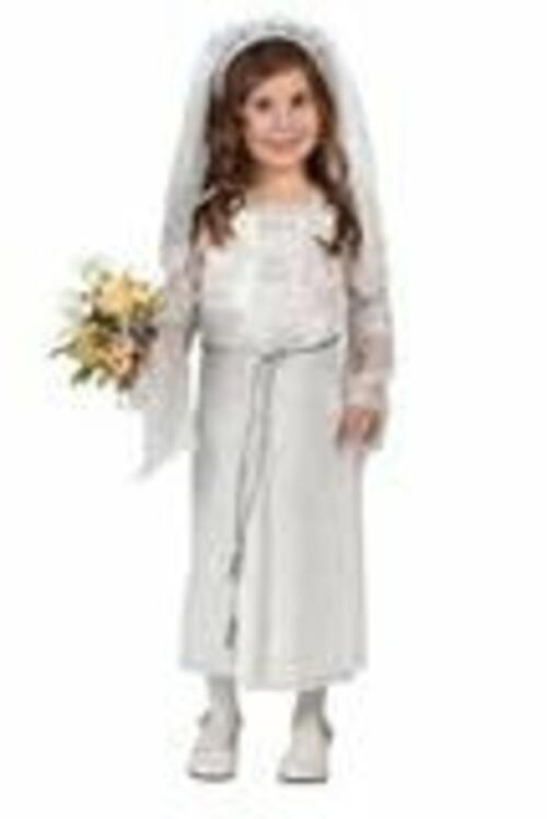 Fun World – Elegant Bride Costume White Dress – Belt – Veil Headpiece Small Size