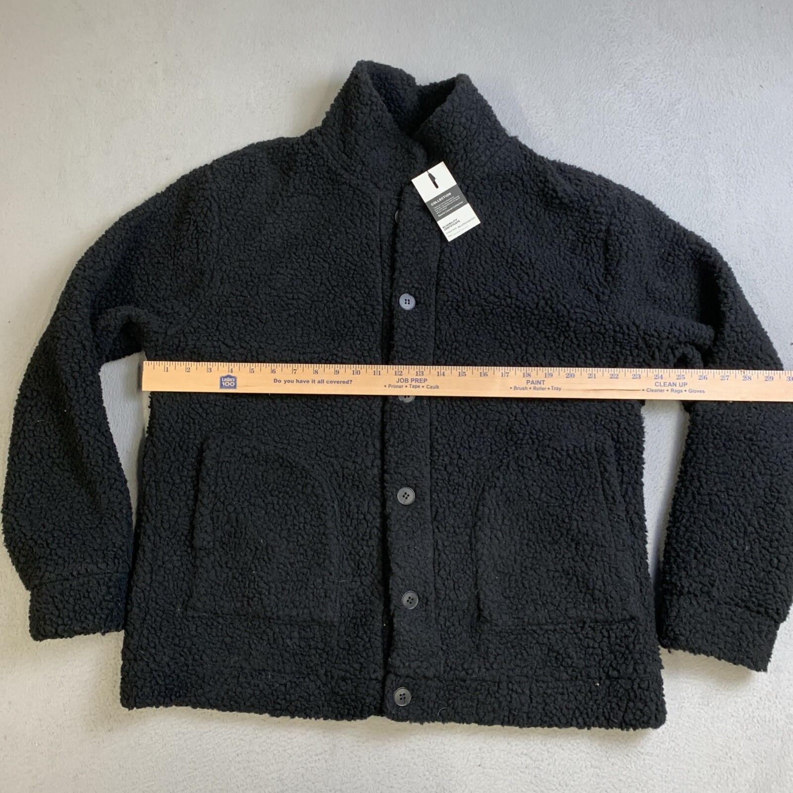 ChArmkpR Coat Men’s XL Buttons Front Pockets Sherpa Fleece Soft Jacket Black