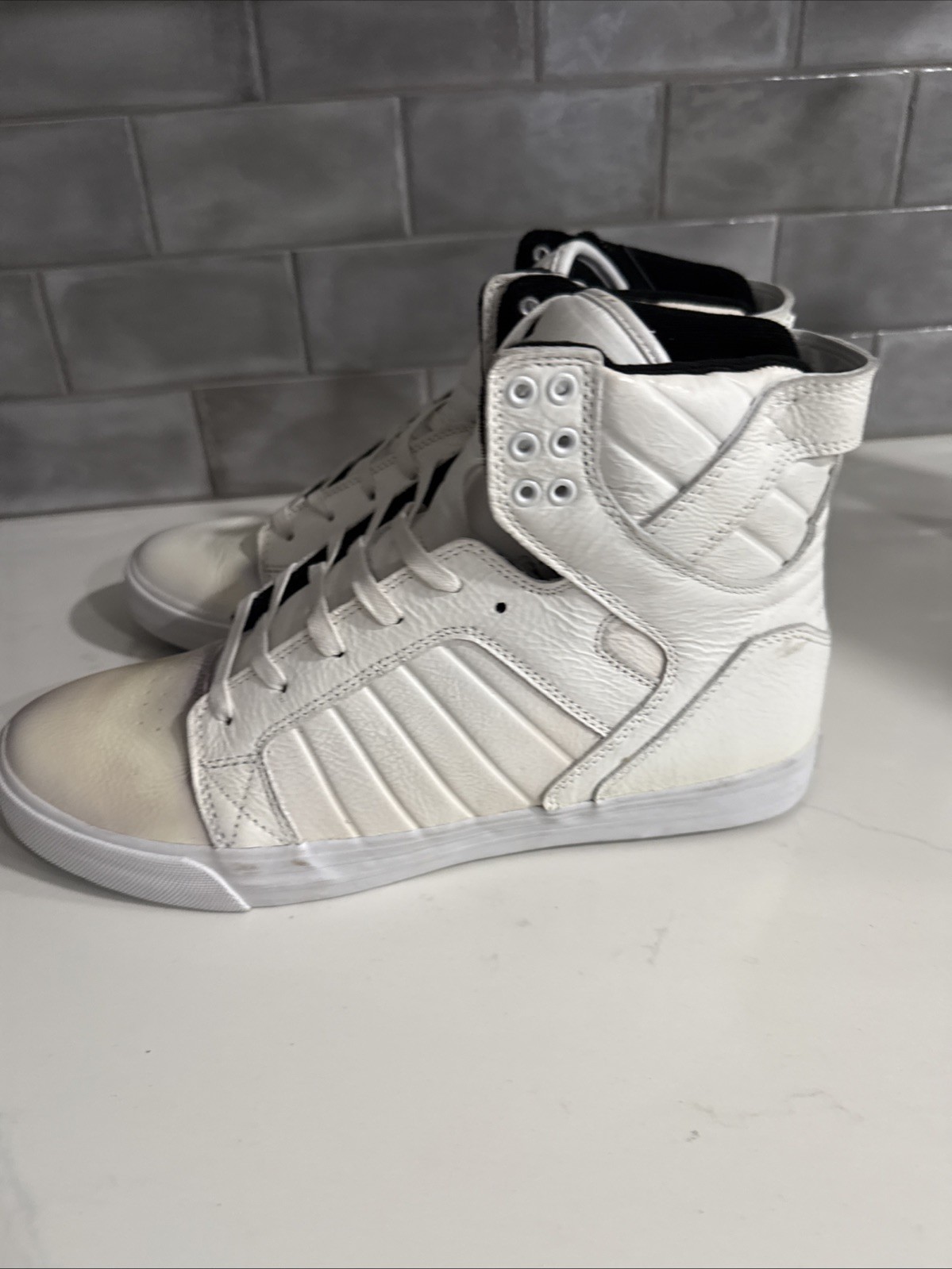 Supra Skytop White White Red size 12 Never Worn