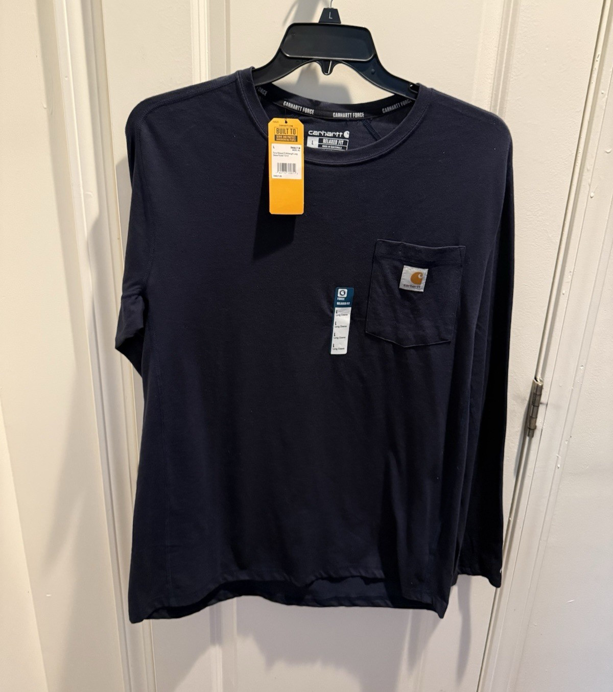 Carhartt Force Relaxed Fit Midweight Crew Neck Long Sleeve Pocket Tee L
