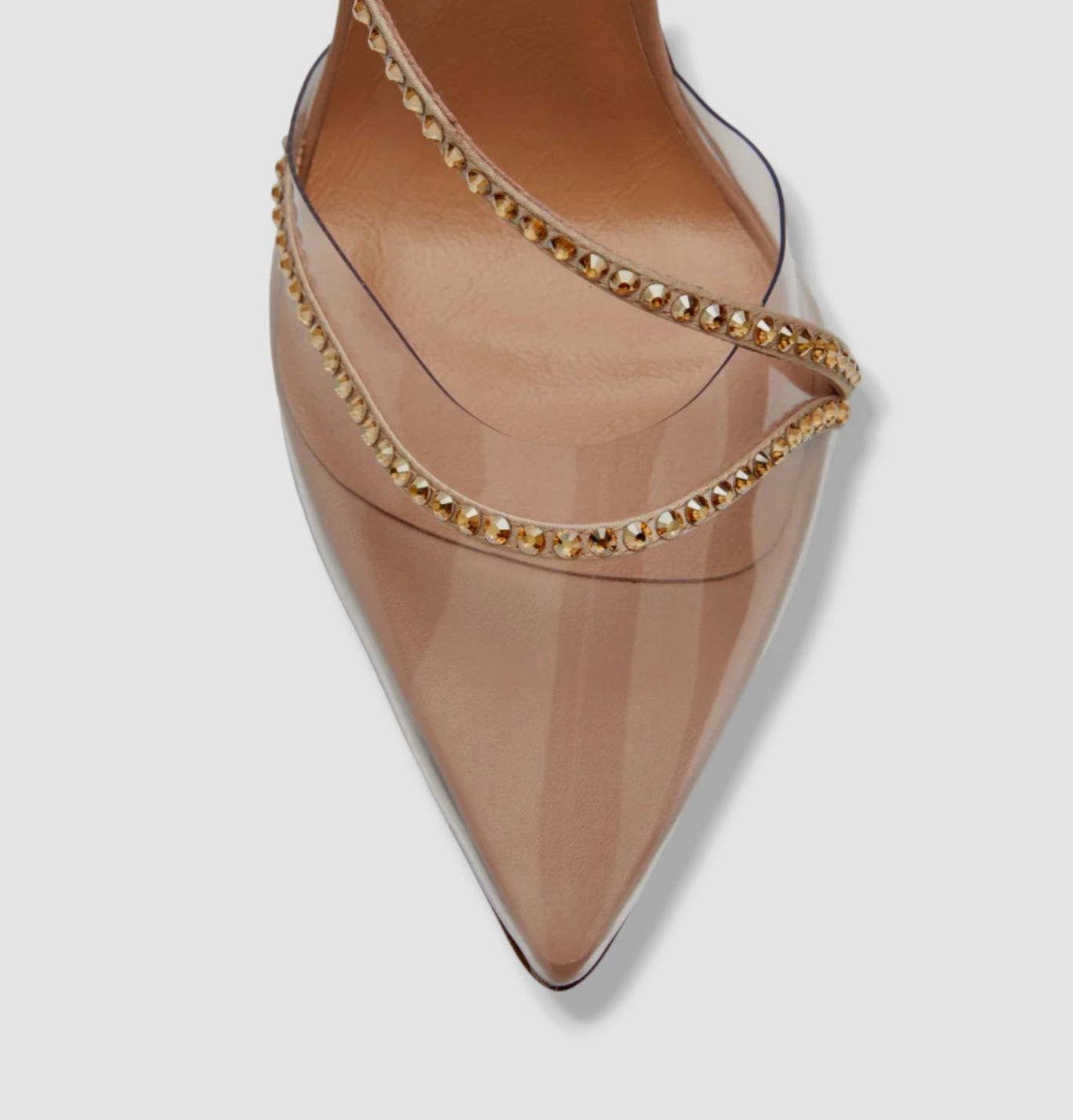 $695 Andrea Wazen Women’s Beige Dassy Sunset PVC Ankle Wrap Pump Heel Shoes 41