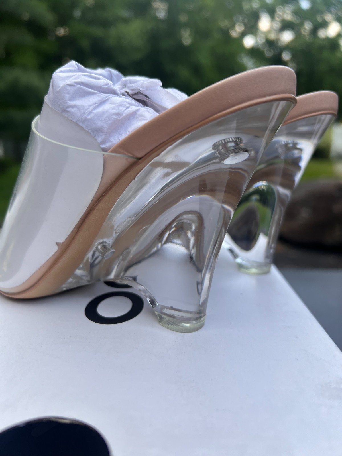 ALDO Clear Sculpted Heel Mule Sandals Transparent Strap Dress Heels New in Box