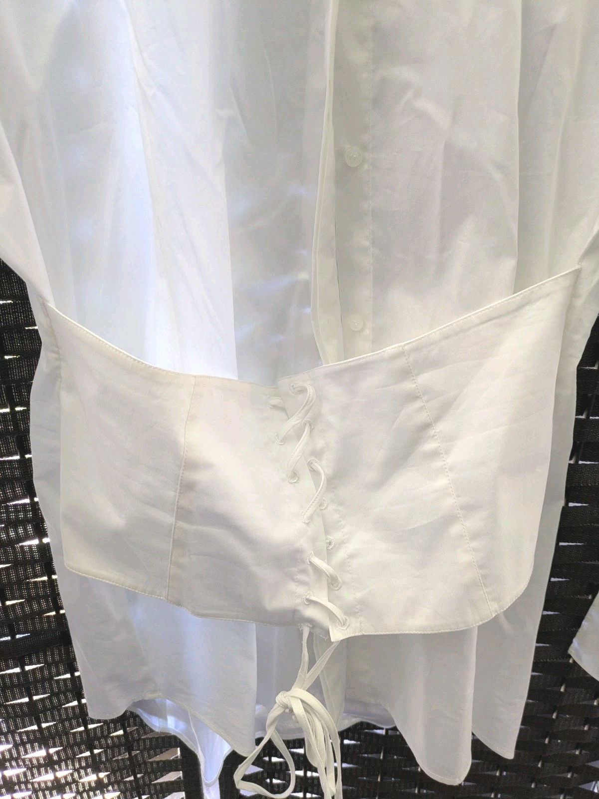 TROUVÉ Women’s Corset Stretch Poplin Shirt, White, Size Large