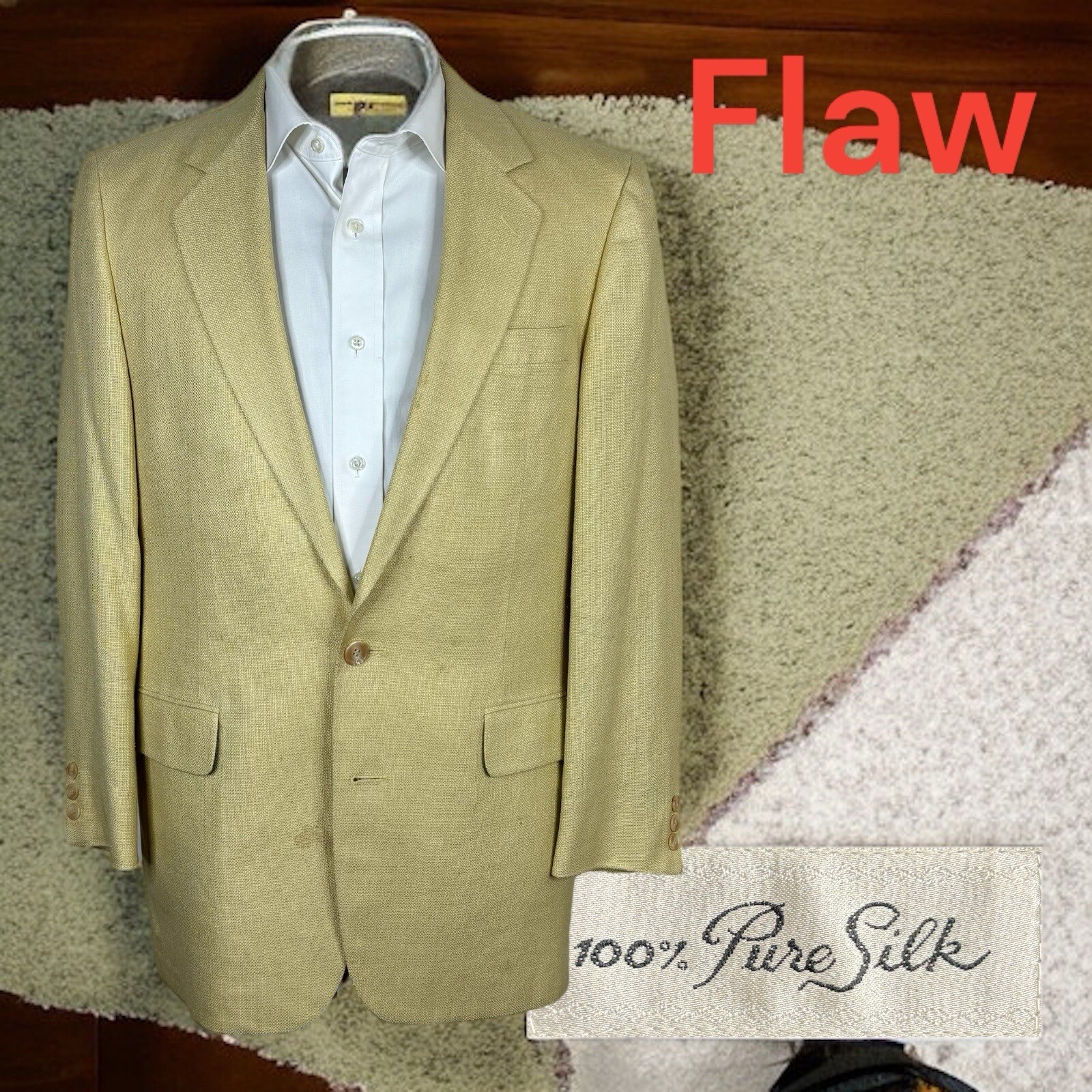 Bachrach Sport Coat Mens 38R Yellow Beige 100% Silk