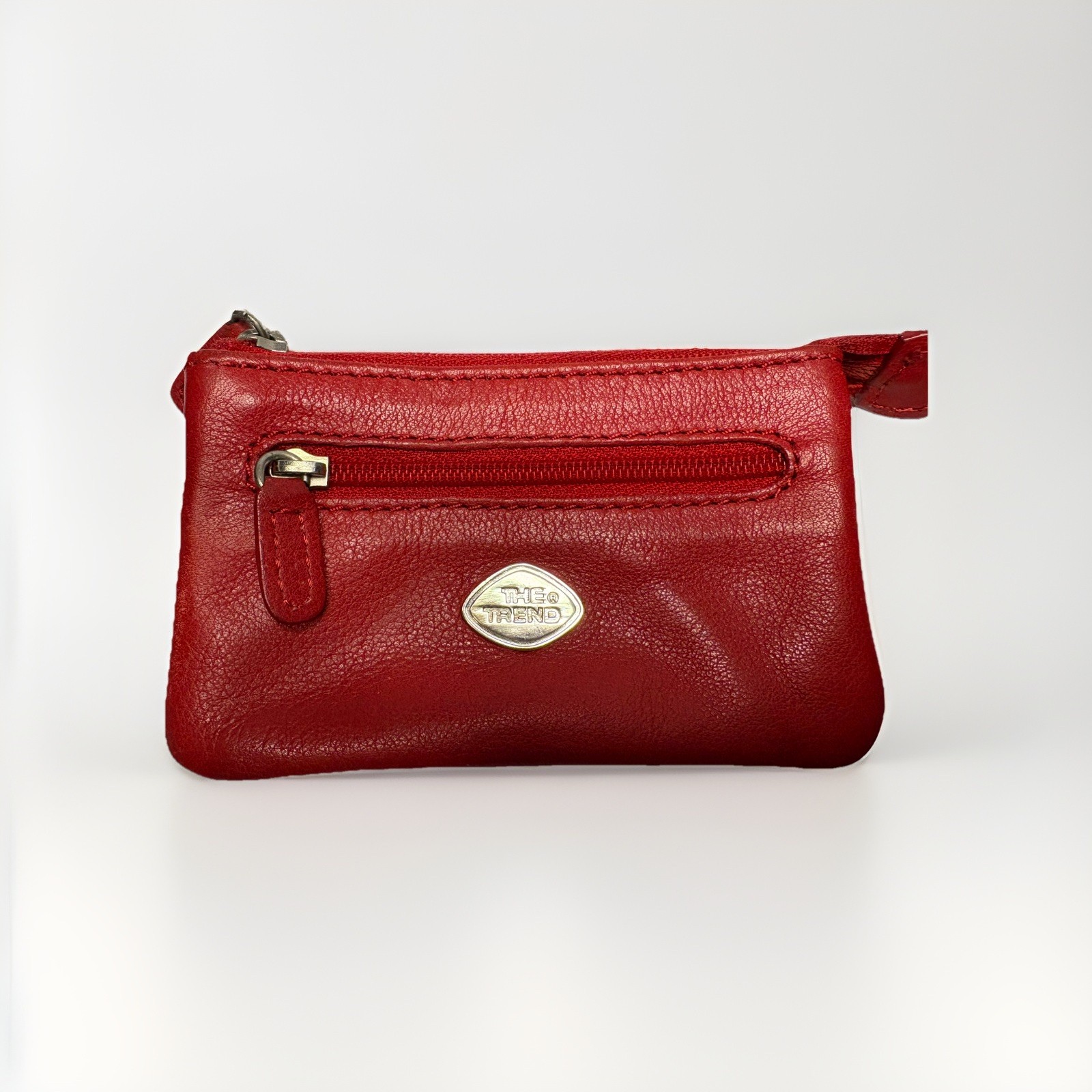 The Trend Red Leather Coin Purse Wallet Card Holder Pouch Zippered Change Case