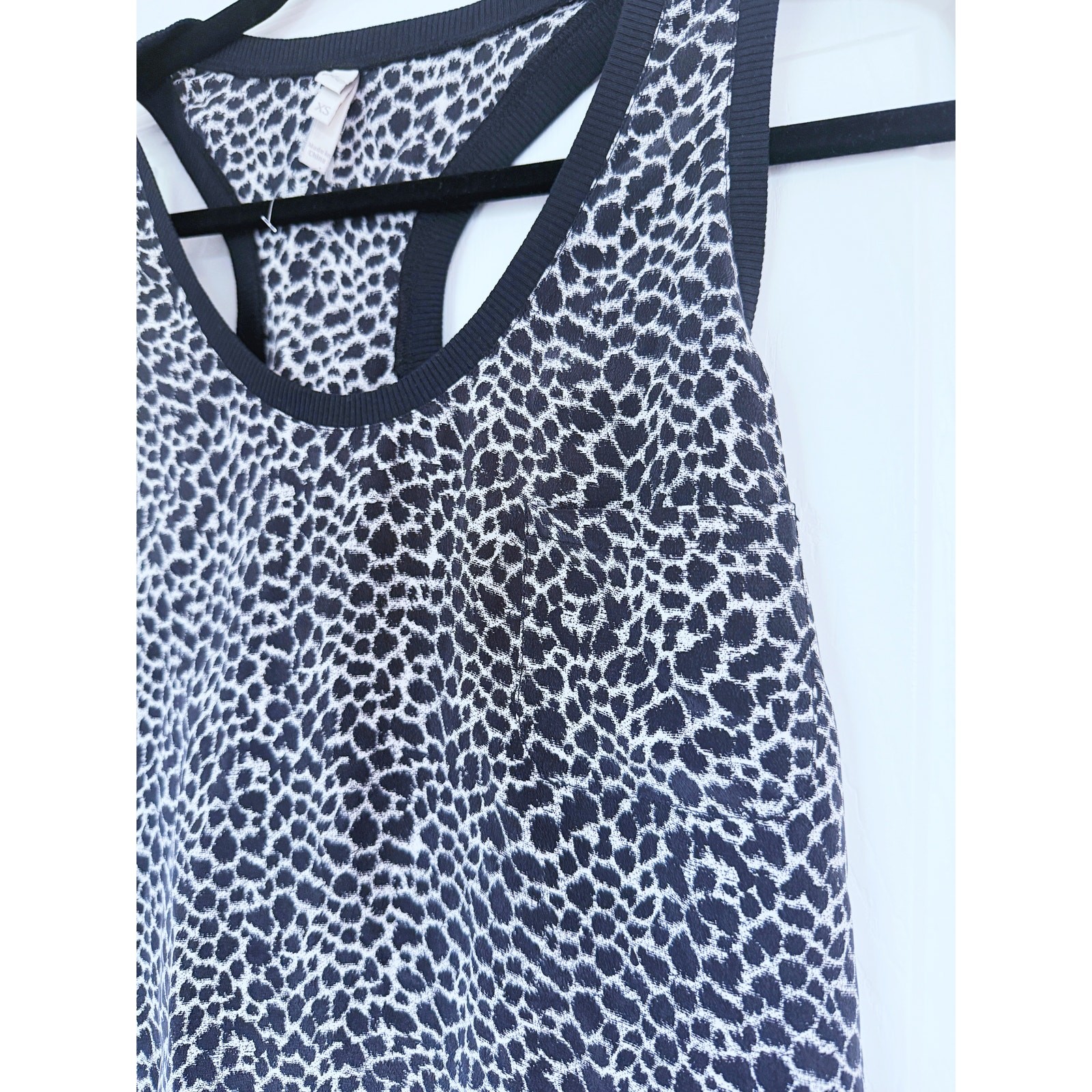 Joie Womens Silk Tank Top XS Black Leopard Print Cheetah Resort Safari Animal