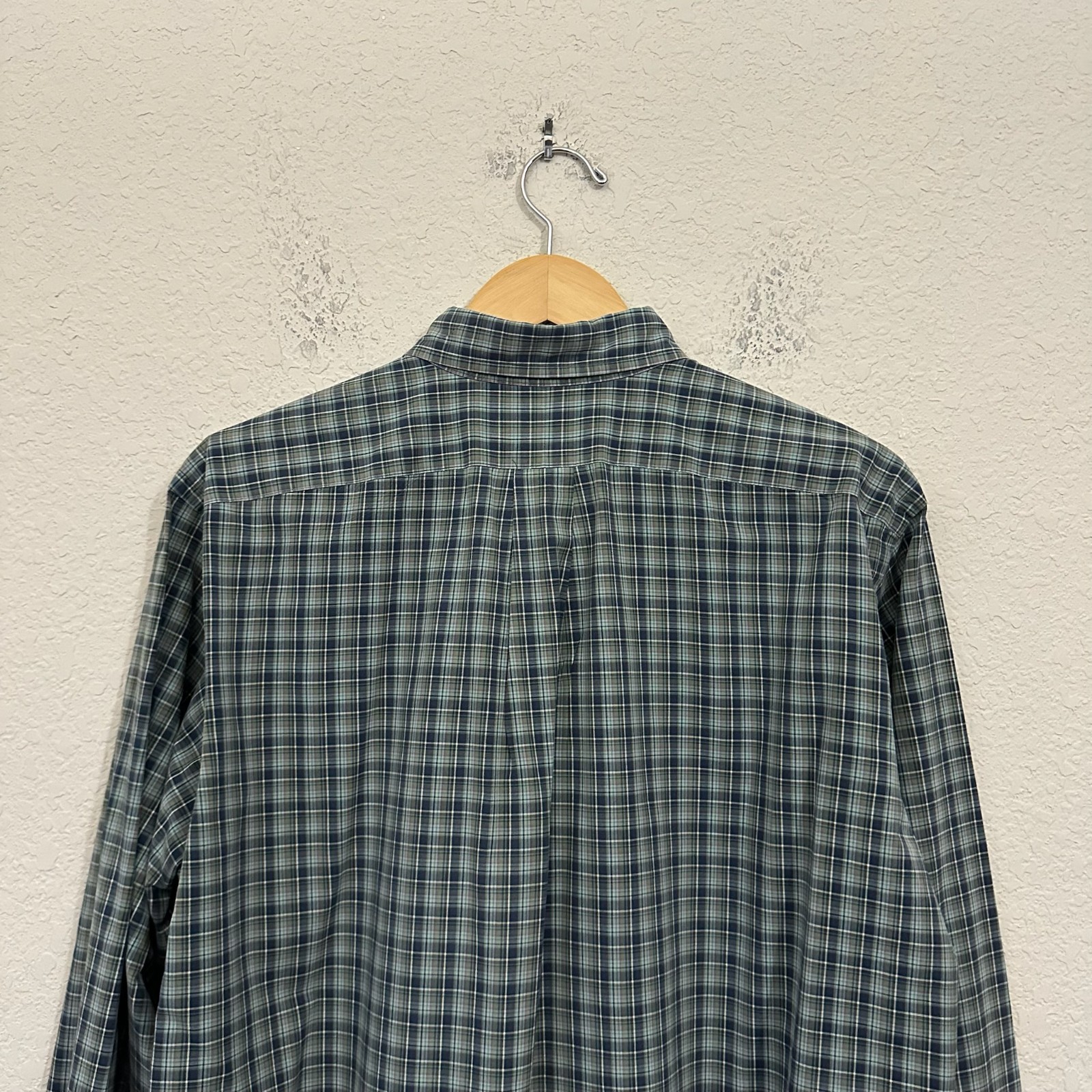 RALPH LAUREN Shirt Mens L Blue Green Plaid Button Down Classic Fit Preppy Retro