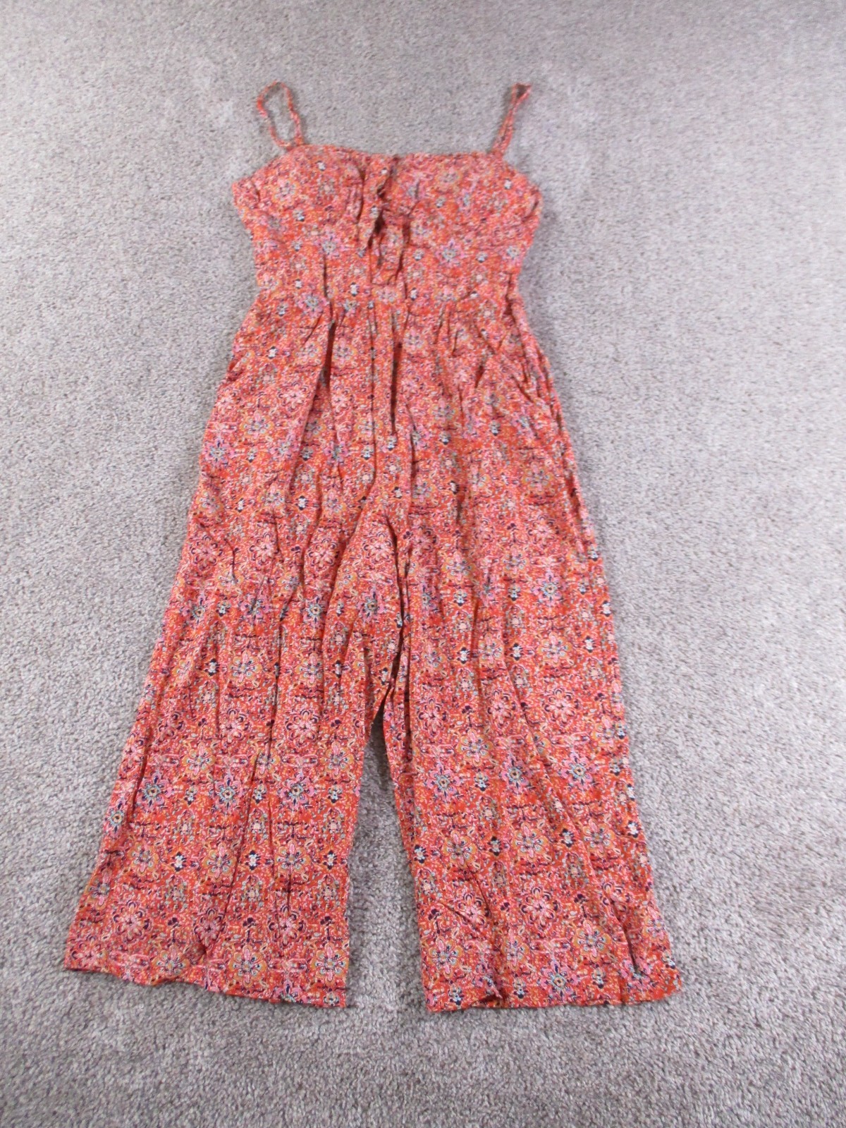 A.U.W. Small Womens Jumpsuit Wide Leg Red Floral Rayon Lined