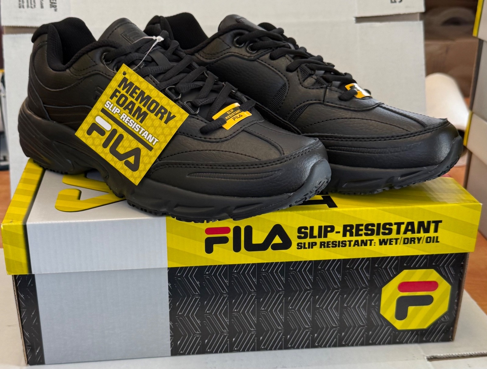 FILA Memory Workshift SR Slip Resistant Work Shoes Black Men’s Size 9 NEW