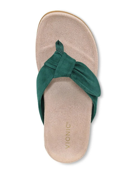 Vionic Women’s Eva Toe Post Sandal, Posy Green Suede