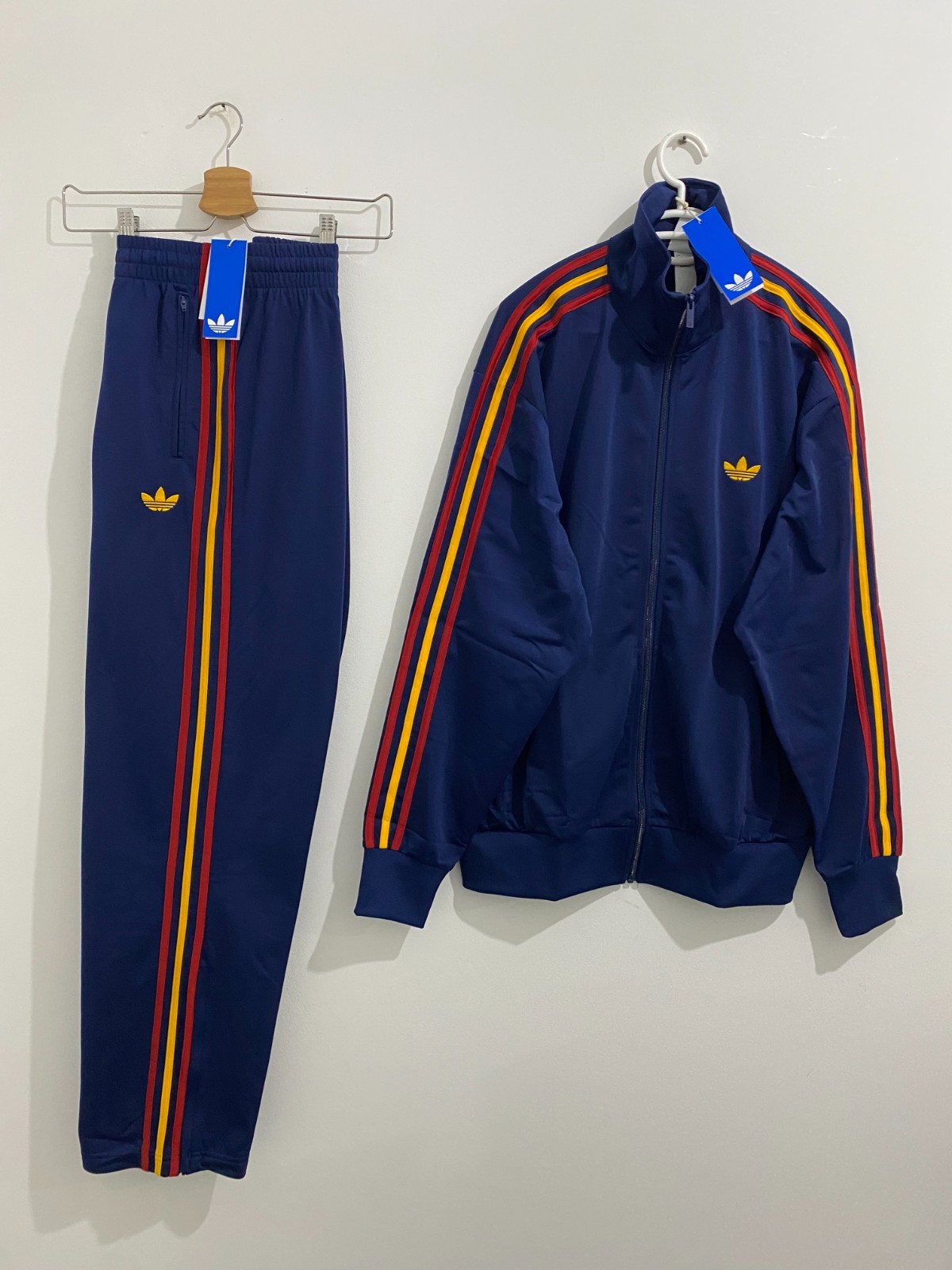 Adidas Originals Firebird Tracksuit Dark Blue Crew Yellow Team Power Red Size XL