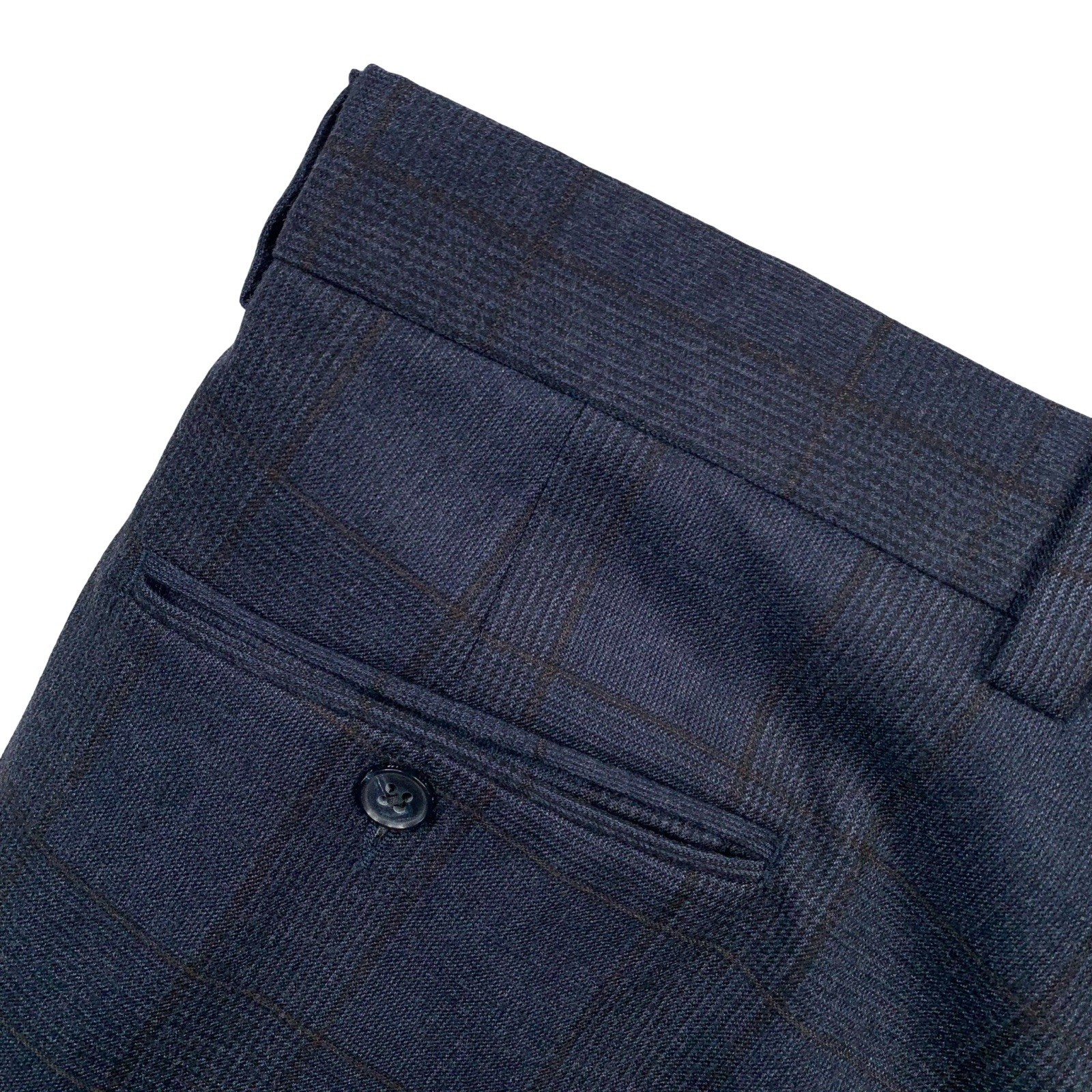 Mens 44 R Joseph Abboud ” Black Label ” Navy Windowpane Flannel Weight Made USA