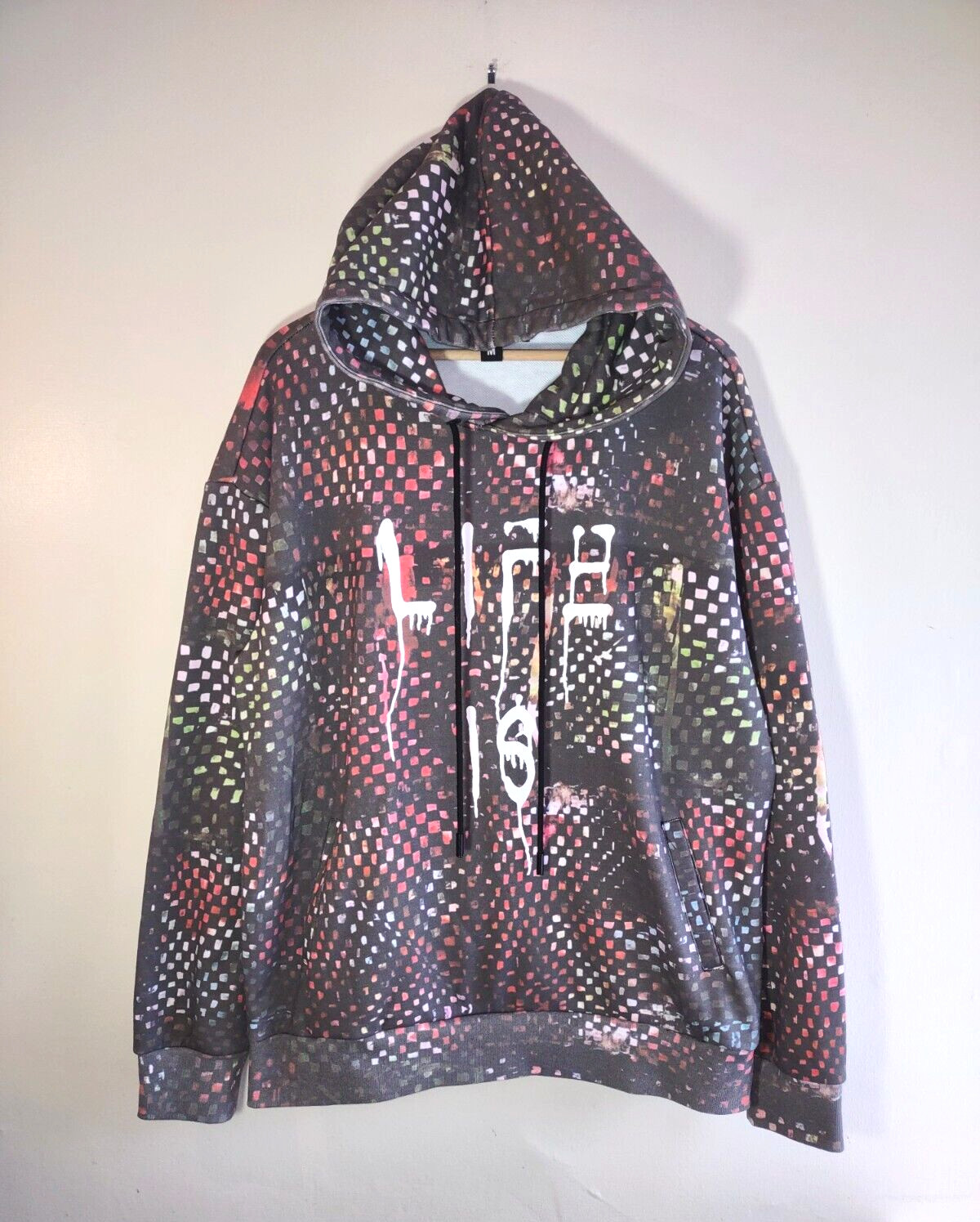 Trevor Andrew ‘Life Is’ Geo Graphic Hoodie by Real Buy Grunge Streetwear Medium