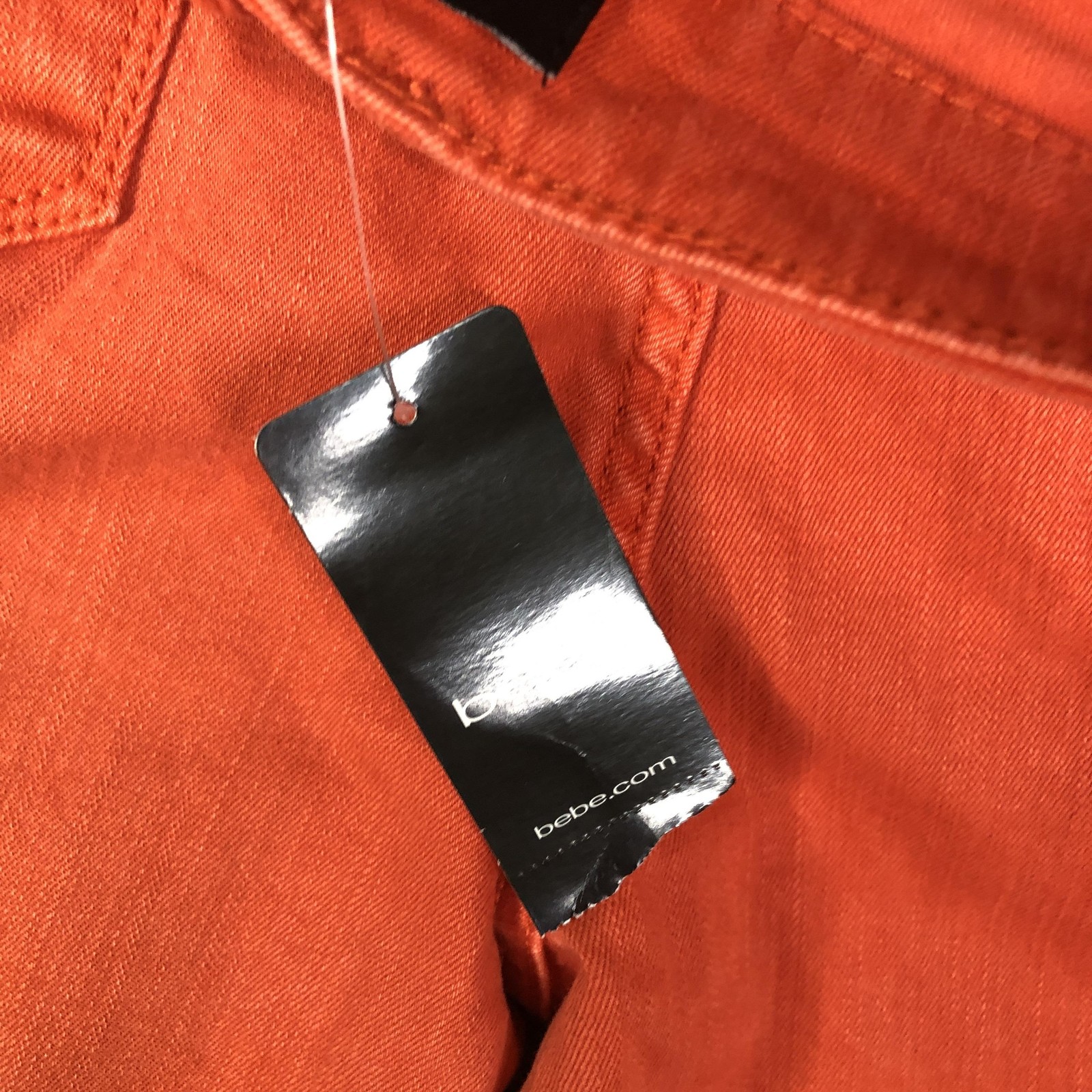 NWT Bebe Jeans Womens 32 Orange Destroyed Heartbreaker Skinny Distressed Denim