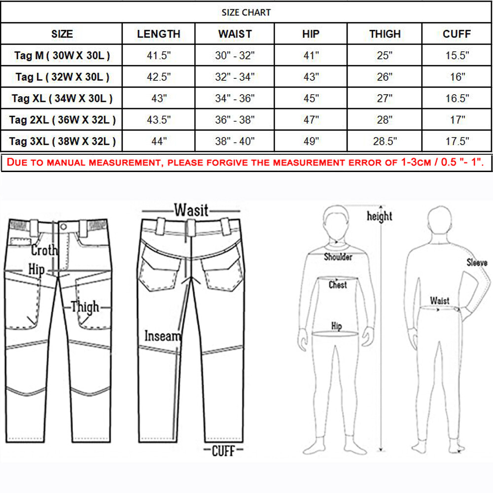 US Tactical Combat Pant Men’s Work Cargo Pants Outdoor Hiking Trousers