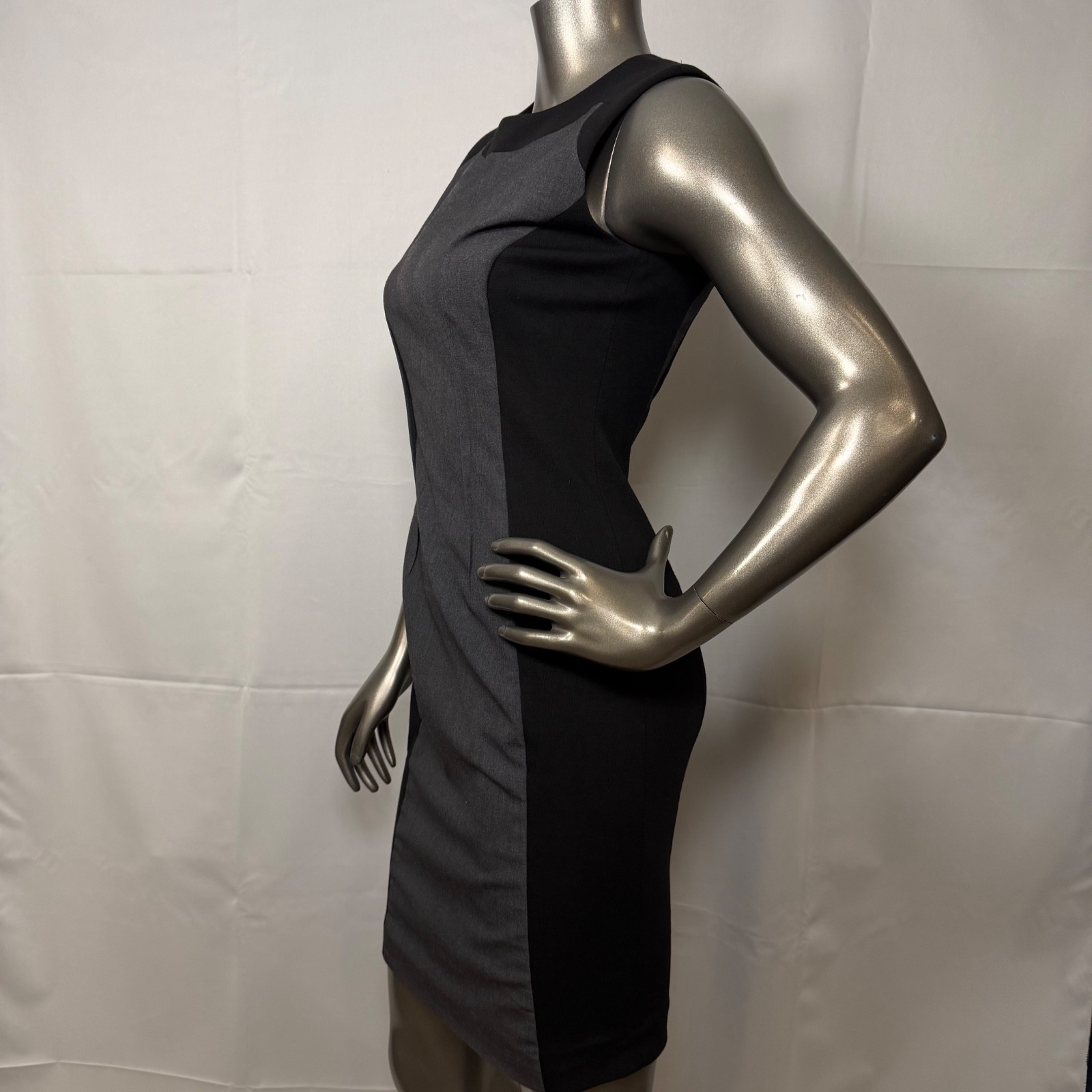 Calvin Klein Womens Black Grey Textured Colorblock Sheath Dress Size 10