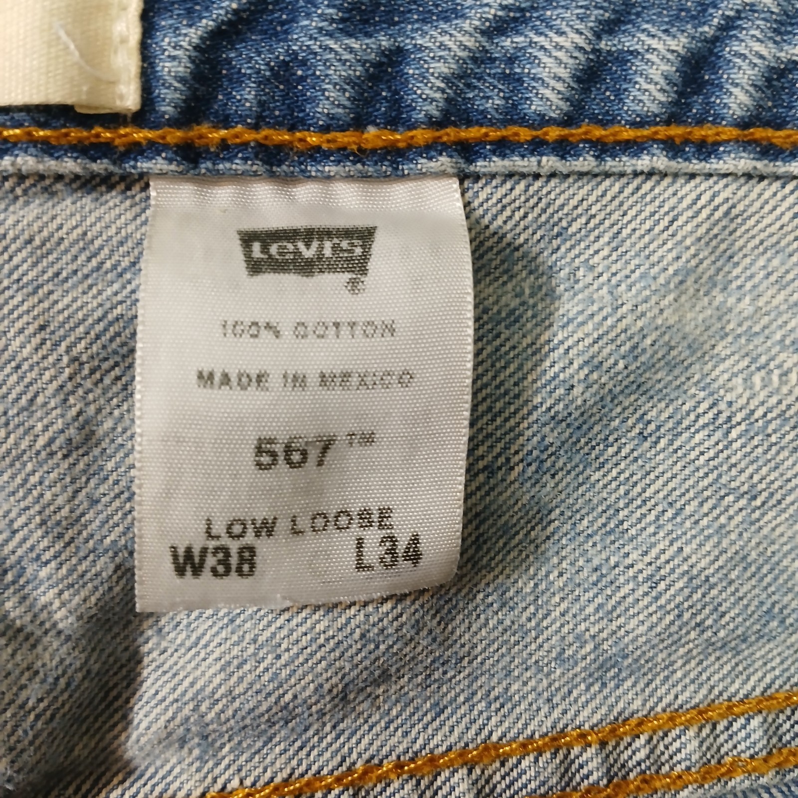 VINTAGE Y2K LEVIS 567 JEANS MENS 38X29 BLUE BOOTCUT LOOSE LIGHT WASH