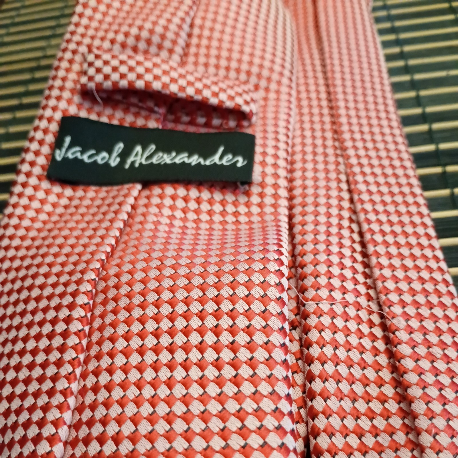 HAND MADE JACOB ALEXANDER RED CHECKED TIE