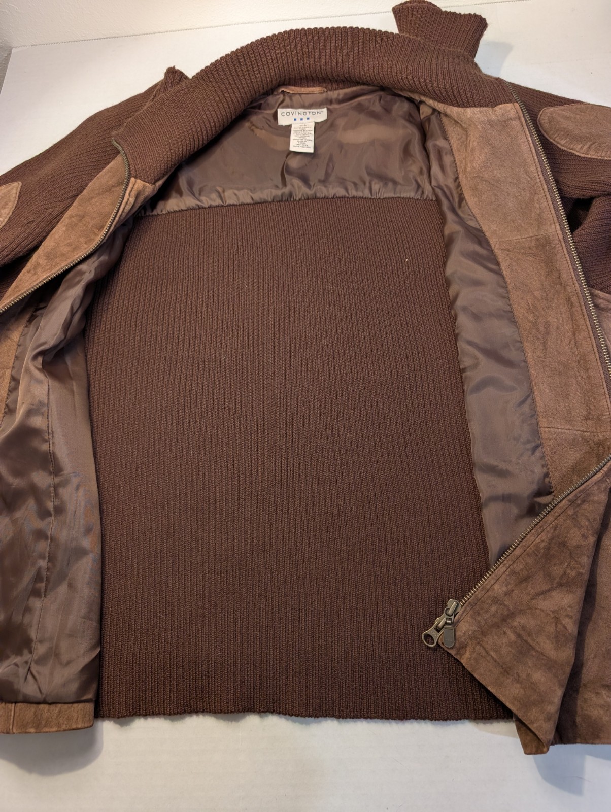 Covington Women’s Leather Wool & Acrylic Blend Jacket XL Dark Brown Full Zip