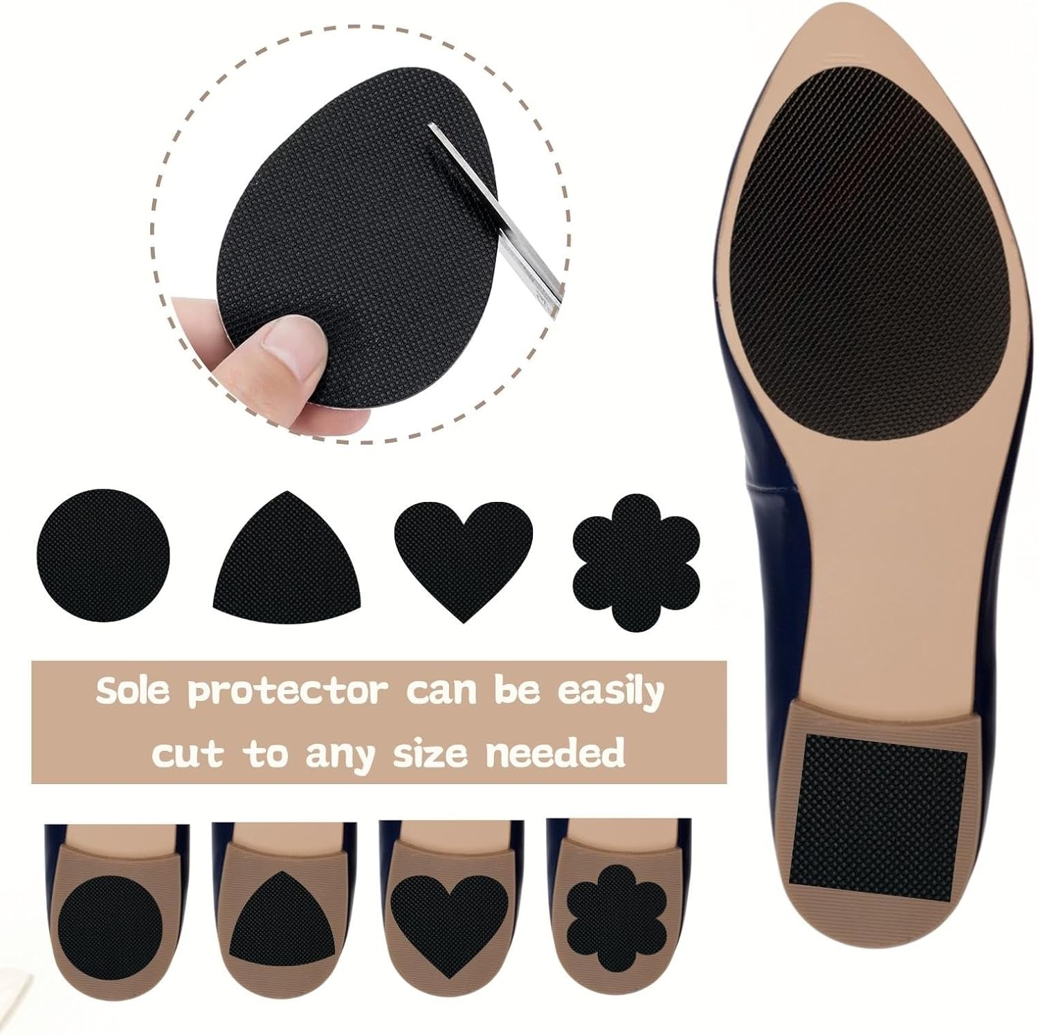 Non-Slip Shoe Pads, Sole Protectors for Bottom of Shoes, 6PCS Black