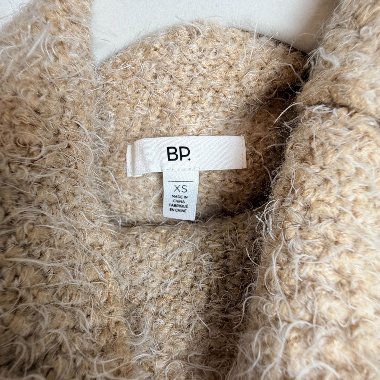 BP Nordstrom Eyelash Knit Colorblock Sweater XS Blush Lavender Mock Neck