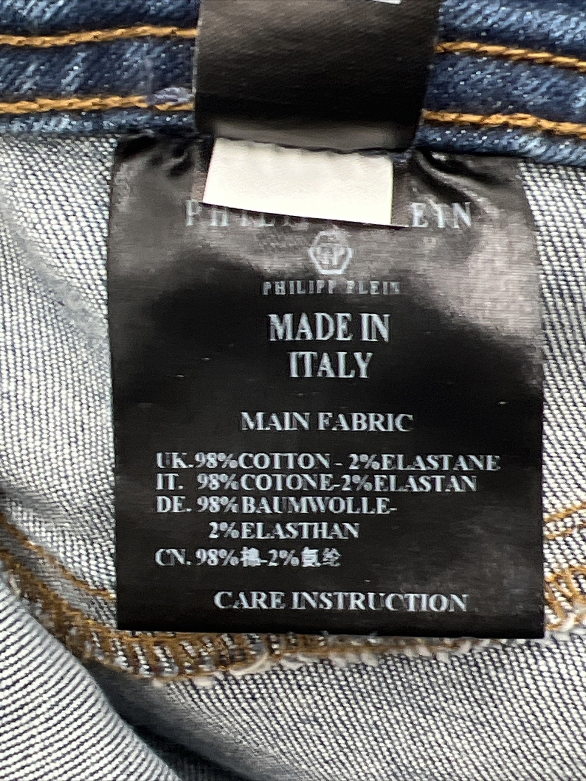 PHILIPP PLEIN ARINA Women’s Jegging Crocco Logo Blue Jeans Size 32 F18C