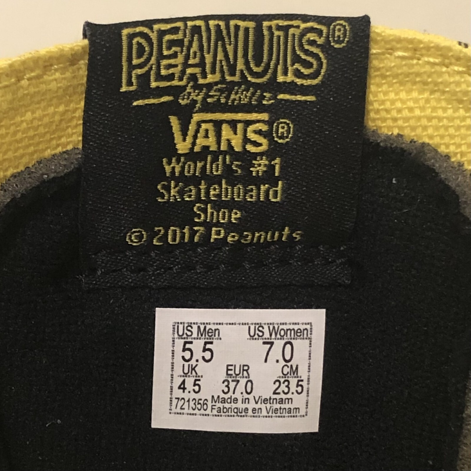Vans X Peanuts SK8-Hi Charlie Brown Yellow/Black Mn’s 5.5 Wn’s 7 Limited Edition