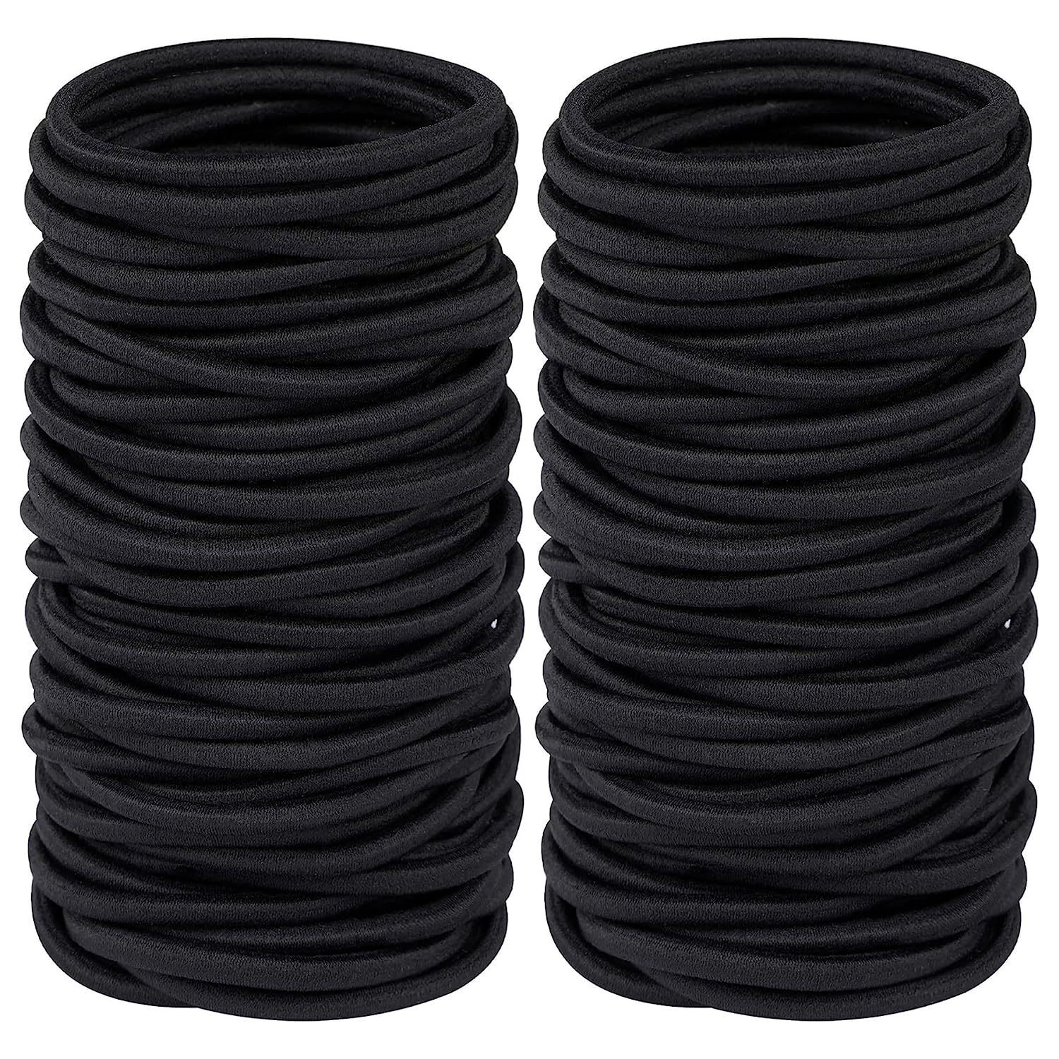 Hair Ties for Thick Hair, Black Hair Ties Ponytail Holders Men women girls 100pc