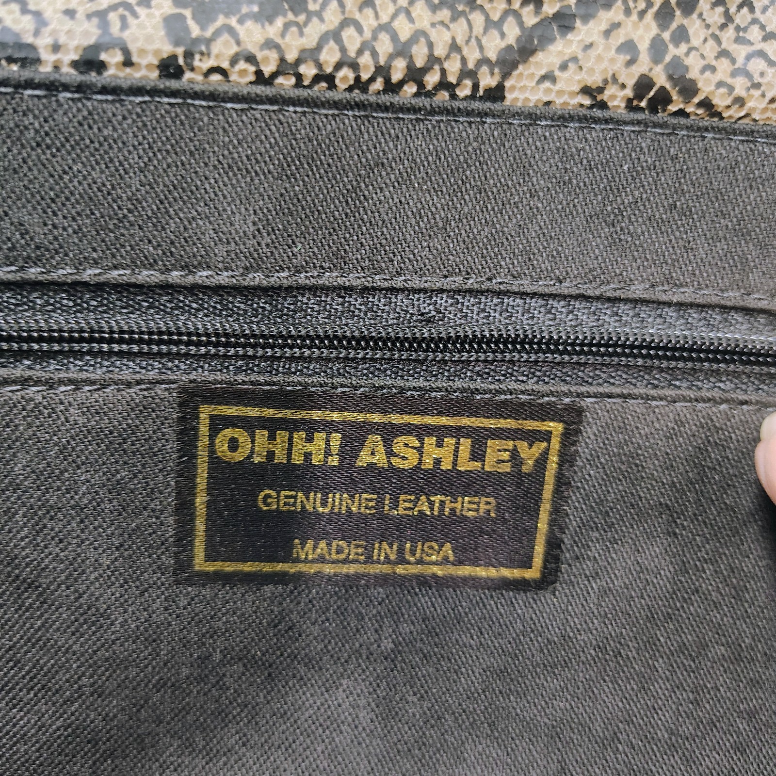OHH! ASHLEY Leather Snakeskin Print Unique Design Handbag Purse-made in USA