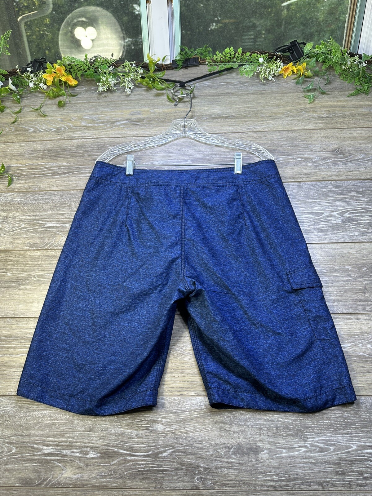 Old Navy Swim Shorts Size Medium 32-34 Waist Blue Drawstring Cargo Pocket